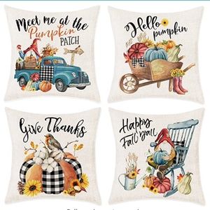 NEW Farmhouse Fall Pillow Covers 18”x18” (Set of 4)